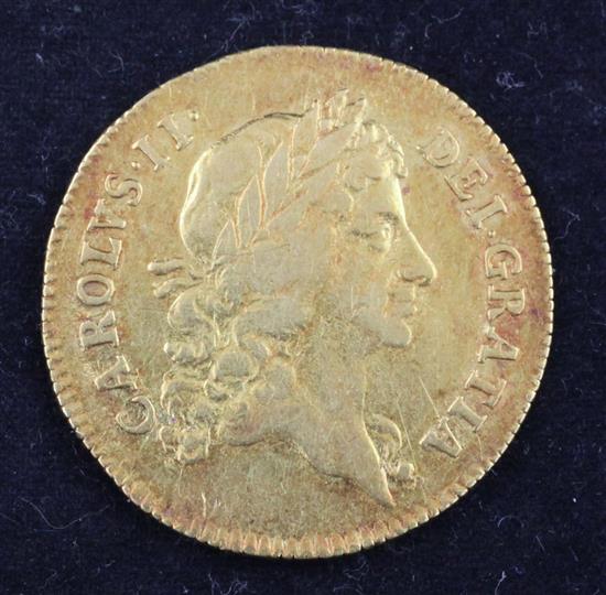 A Charles II gold guinea, 1668,